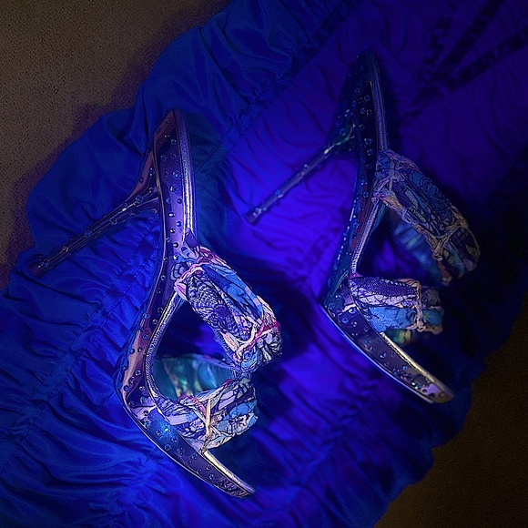 HEELS BY FRANCESCO SACCO SWAROVSKI GOLD/ MULTI COLOR MULE ‘s sz 7 - worn once✨ - Picture 9 of 14